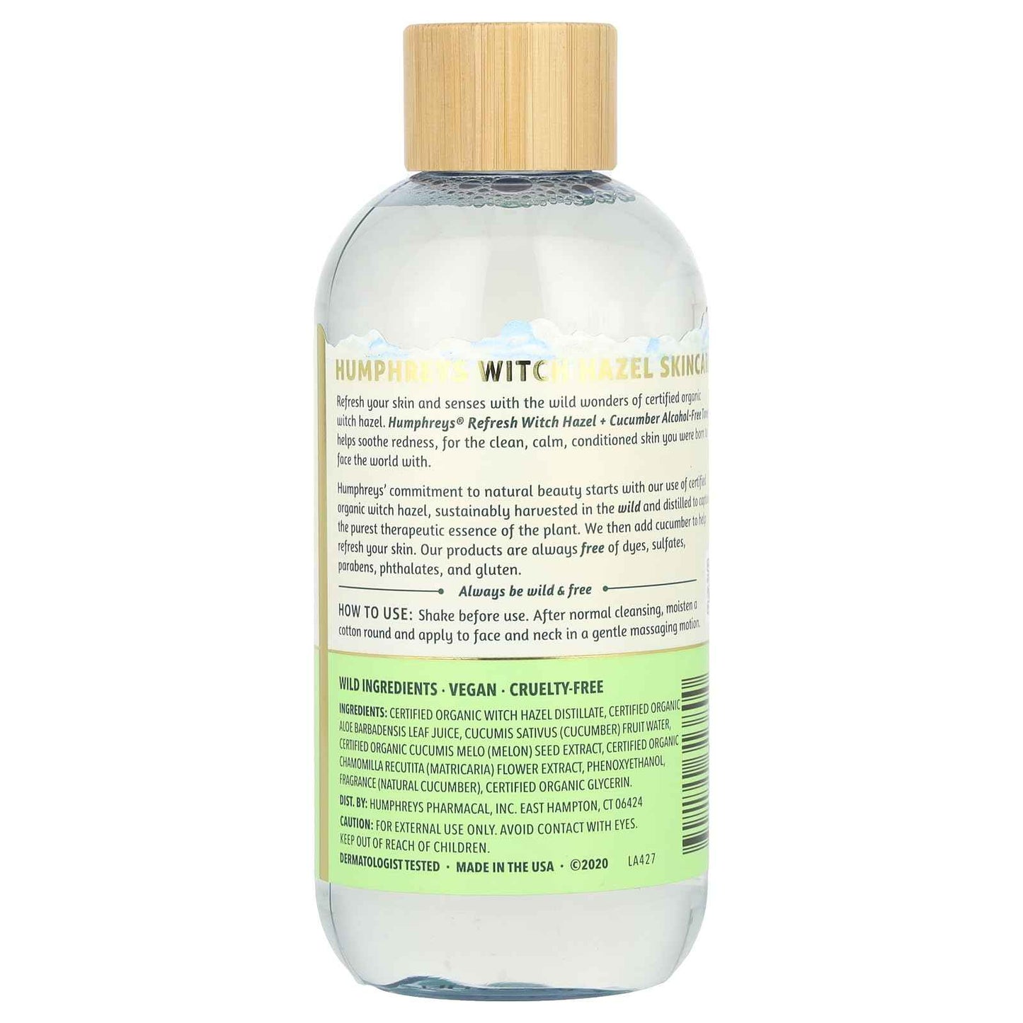 Humphreys Refresh Witch Hazel with Cucumber Alcohol-Free Toner, Clear, 8 Oz (Pack of 1)