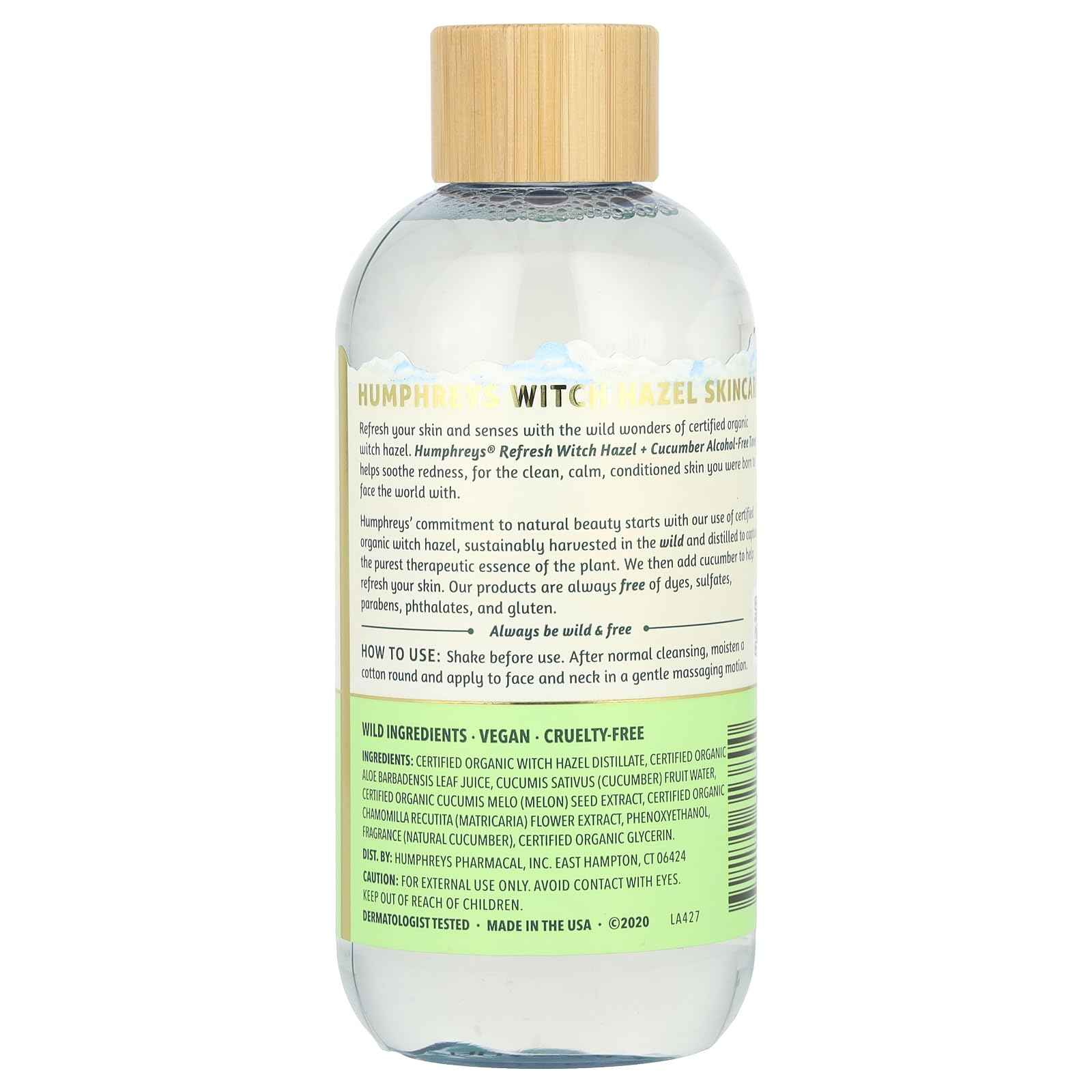 Humphreys Refresh Witch Hazel with Cucumber Alcohol-Free Toner, Clear, 8 Oz (Pack of 1)