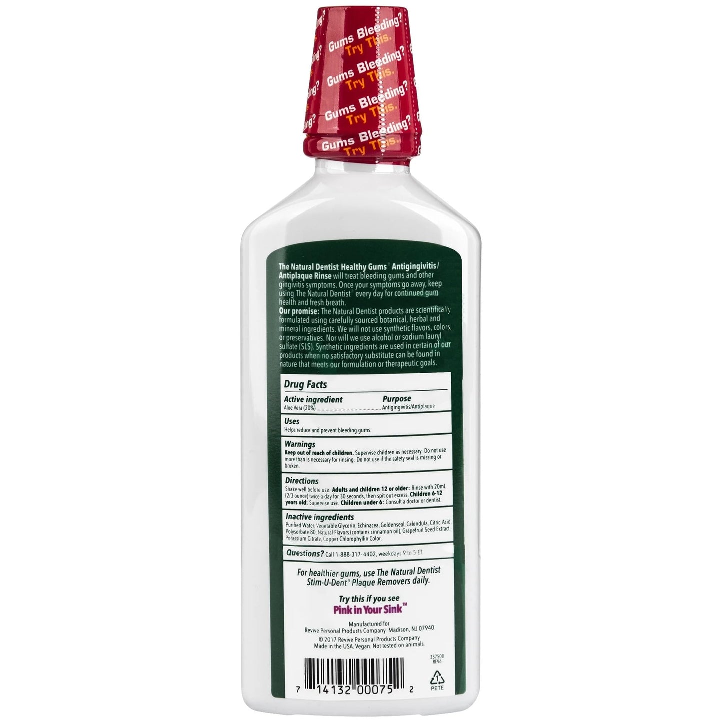 Natural Dentist Healthy Gums Antigingivitis Rinse Peppermint Twist 16.9 Ounce (Pack of 2)