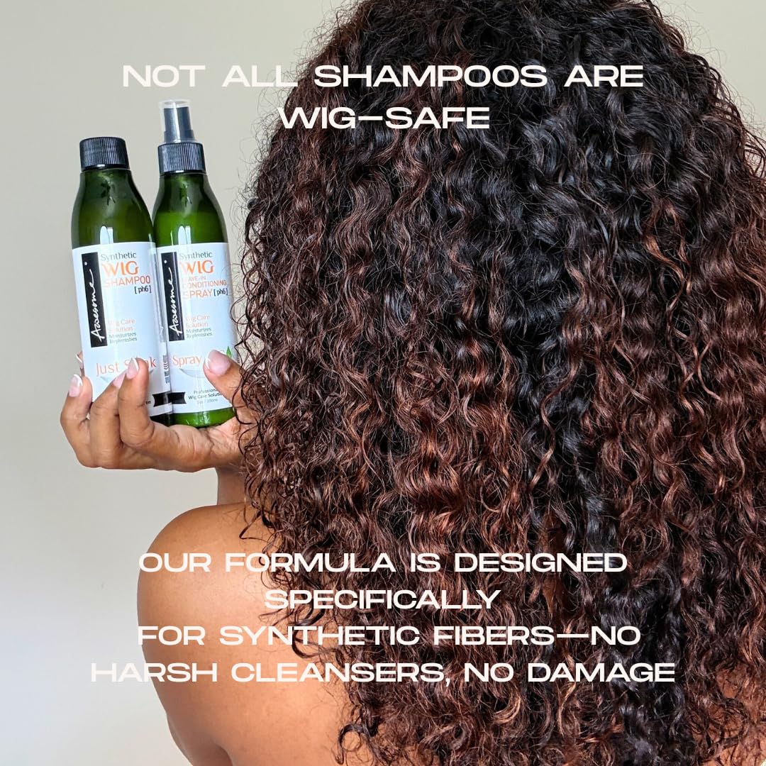 Awesome Synthetic Wig Shampoo, pH6, Detangle and Anti-Frizz, Adds Body & Volume, Hydrates & Moisturizes, Promotes Silkiness & Shine, Easy Combing, Contains Coconut Oil,7 fl oz