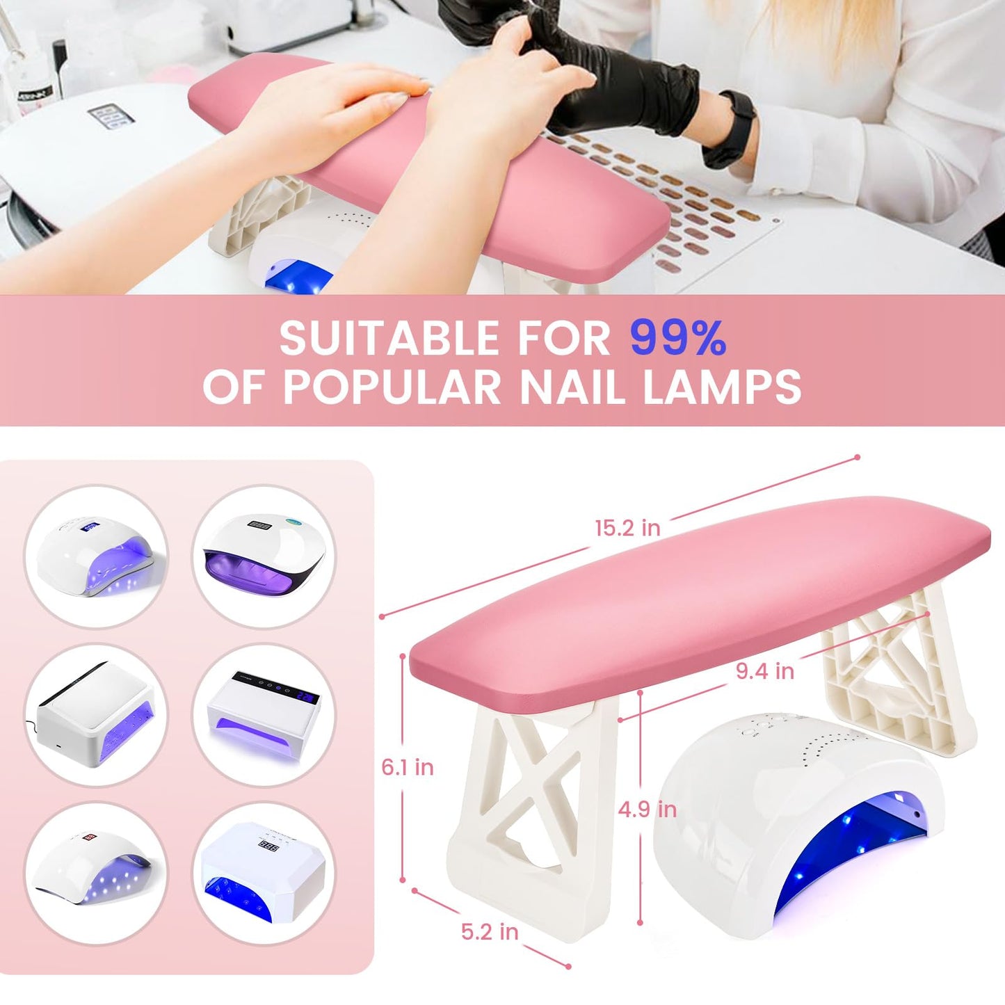 Nail Arm Rest for Nails Tech Must Have, 15.2 Inches Large Foldable Hand Rest Foot Stand Cushion Pillow for Clients, Manis & Pedis Supplies for Nail Stations