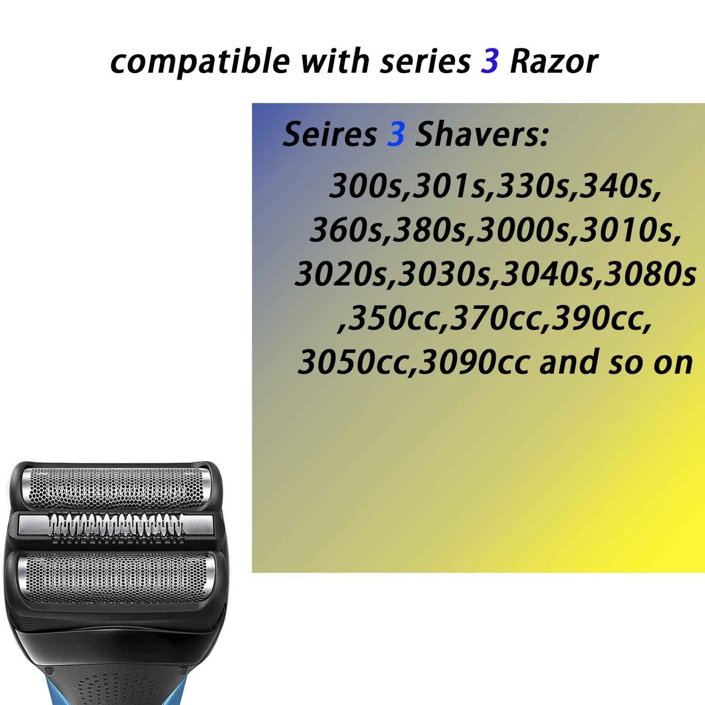 2Pack 32B Series 3 Replacement Head for Braun Electric, S3 Wet and Dry Replacement Head Compatible with Braun S3 Foil & Cutter Razor Heads