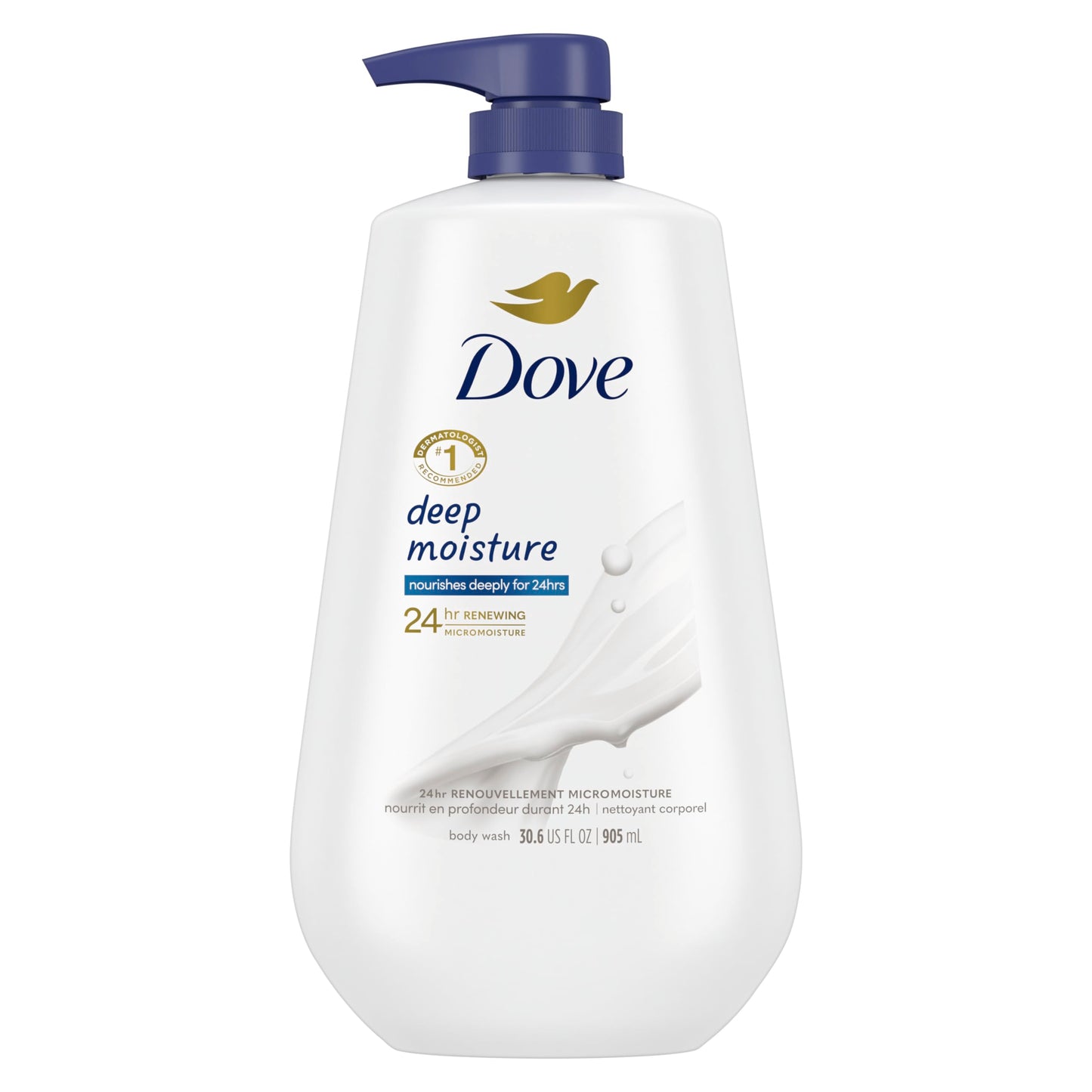 Dove Advanced Care Hand Wash Deep Moisture 4 Count for Soft, Smooth Skin, More Moisturizers & Body Wash with Pump Deep Moisture For Dry Skin Moisturizing Skin Cleanser