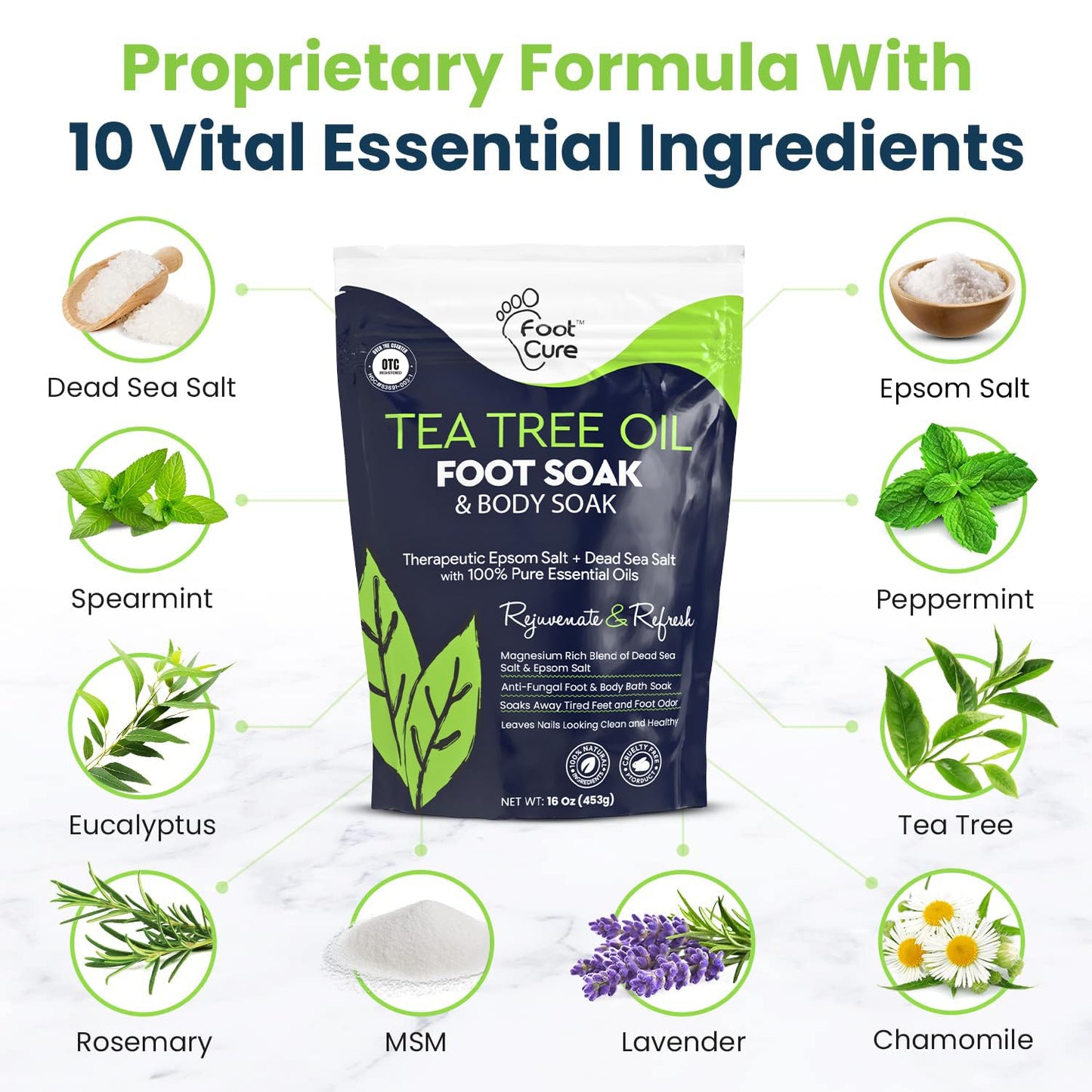 Tea Tree Foot Soak & Callus Remover Gel Kit - Extra Strength Treatment for Cracked Heels & Dry Feet | Epsom Salts Included