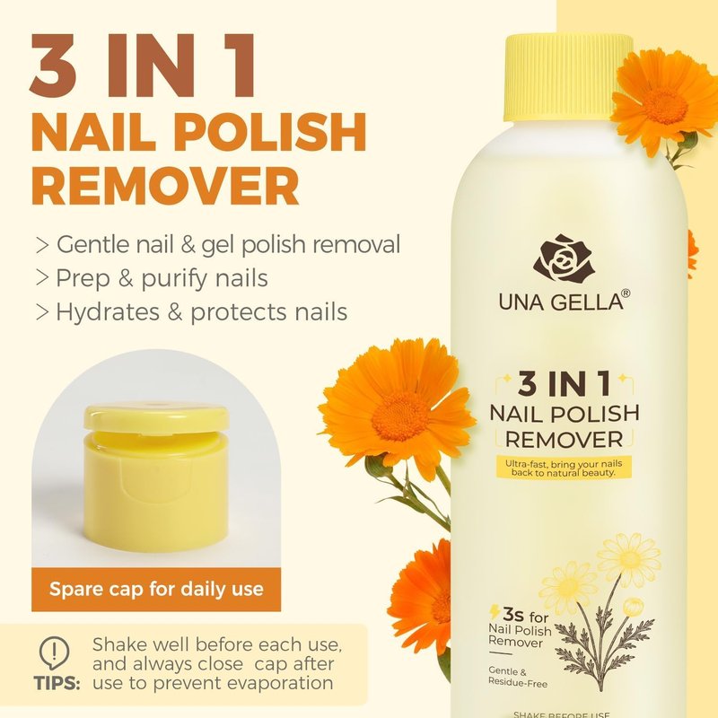 Acetone Nail Polish Remover - Soak Off Gel & Nail Glue Formula | 8 Fl Oz, Calendula Scent