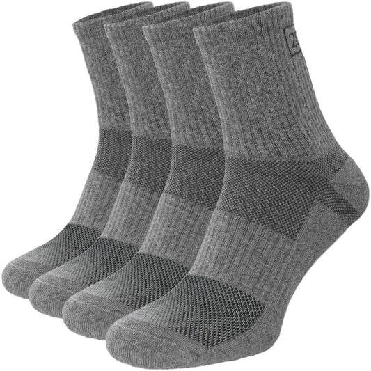 281Z Military Cotton Micro Crew Boot Socks - Cushioned Sole - Moisture Wicking - Odor Resistant - Hiking Trekking Outdoor (Dark Grey Medium 4 Pairs Pack)