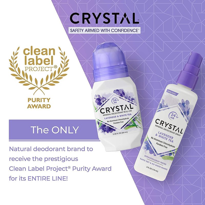 CRYSTAL Deodorant Mineral Deodorant Roll-On, Lavender & White Tea 2.25 oz (Pack of 5) SG_B002F8I8VS_US