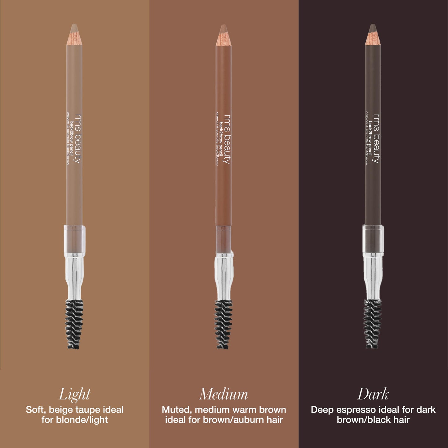 rms beauty Back2Brow Pencil Waterproof Smudge-Resistant Buildable Brow Color with Fine Tip for Natural Hair-Like Strokes Nourishing 0.3g
