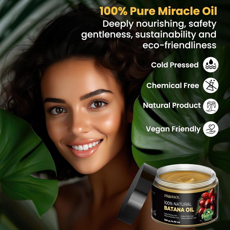 Batana Oil for Hair Growth - Organic & Unrefined | Thicker, Stronger Hair, Prevents Hair Loss for Men & Women