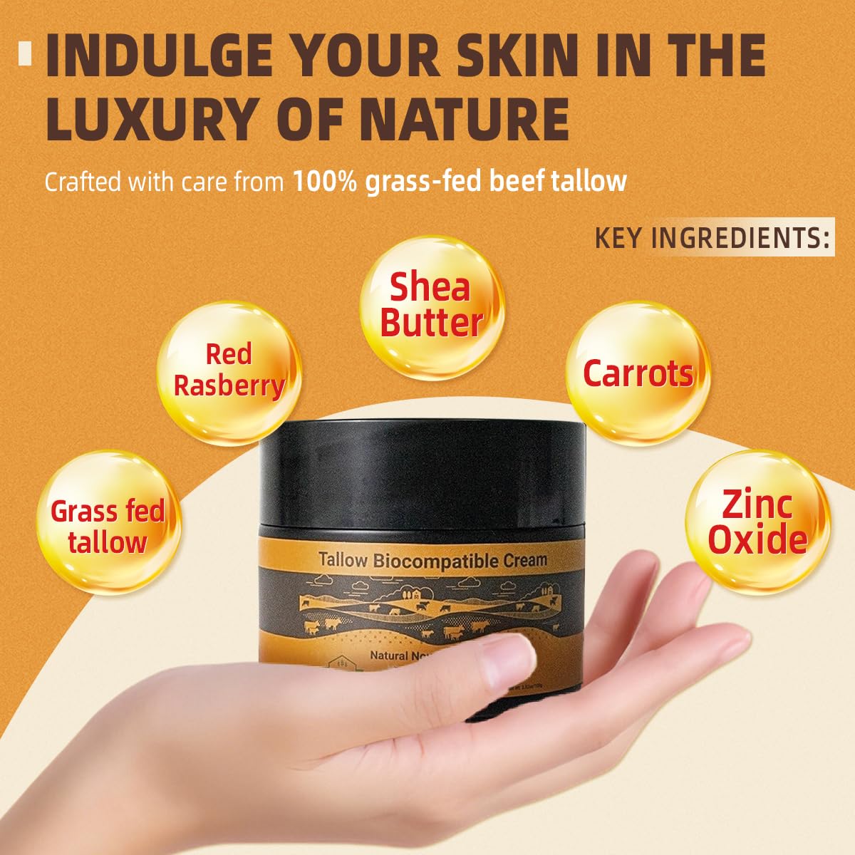 Wholly Kaw Grass-Fed Beef Tallow Face Moisturizer | Non-Nano Zinc Oxide | Unscented | Preservative Free | Odor Free | Sensitive & Dry Skin | Glass Jar 3.52 oz