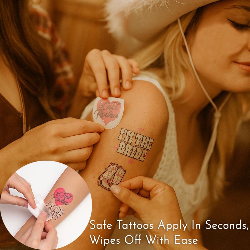 Bachelorette Party Temporary Tattoos: 60pcs Last Rodeo Western Style for Bride & Bridesmaids - Waterproof Glitter Stickers for Bach Party Decorations