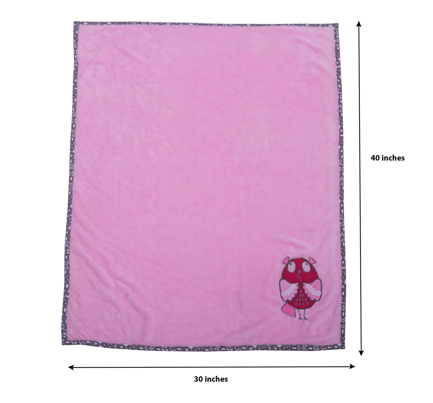 Bacati Owls Girls Pink Plush Blanket, Pink/Grey