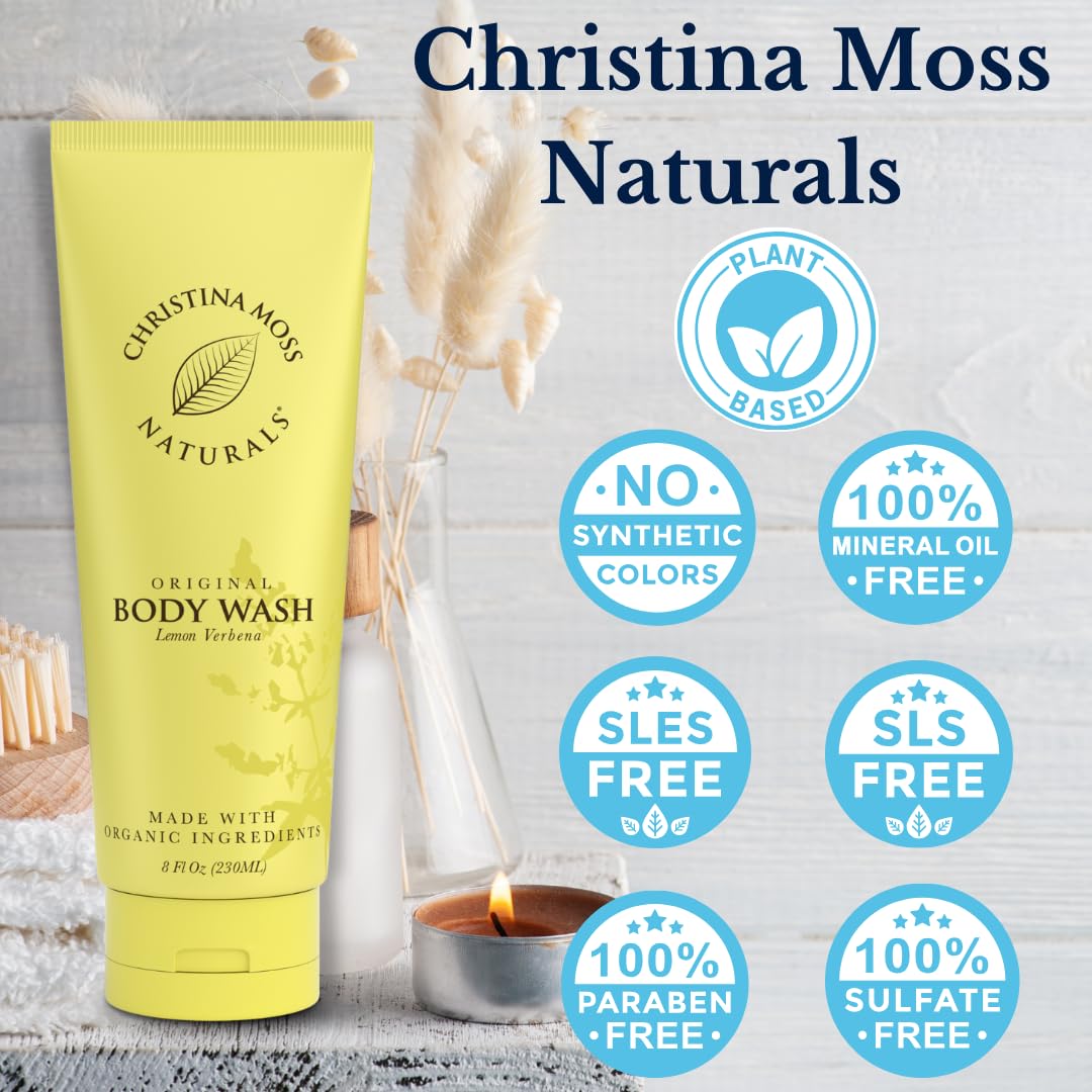 Christina Moss Naturals Verbena Body Wash, Natural & Organic Ingredients, Plant-Based, No Parabens, Sulfates Free, Non-Toxic