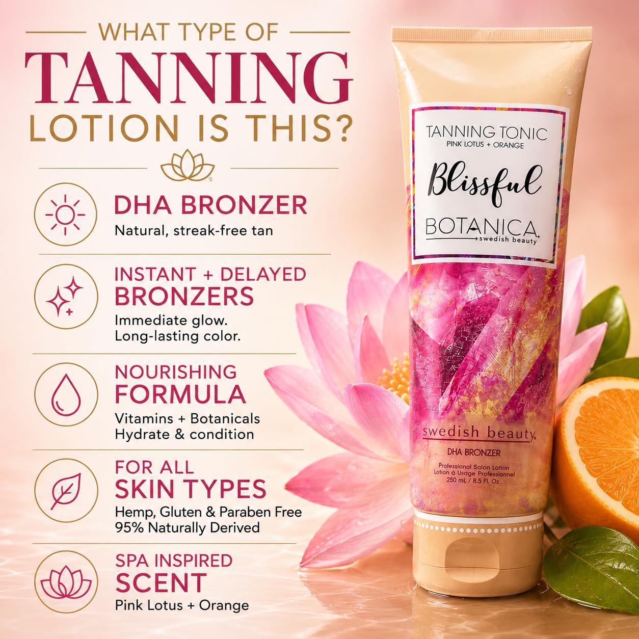 Swedish Beauty Blissful Botanica DHA Bronzer 8.5 ounce Tanning Bed Lotion
