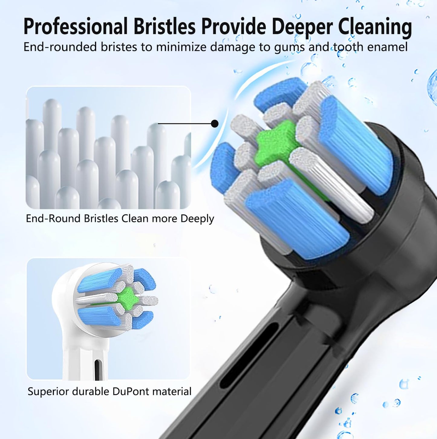 IO Toothbrush Replacement Heads, Compatible with Oral B IO Series 2-10 Electric Toothbrushes, Medium Soft Bristles, Individually Wrapped for Easy Replacement (White+Black, 12PCS)