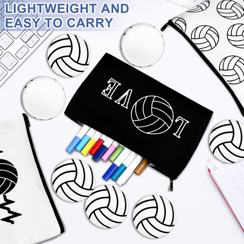 40Pcs Volleyball Party Favors Gifts for Team Include Cosmetic Bags Compact Mirror Ball Gifts for Sport Themed Party Supplies Accessories Women Player Sport Lovers Volleyball Lover Coach