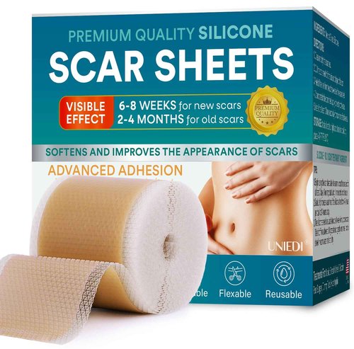 Silicone Scar Sheets, Silicone Scar Tape(1.6"x 120" Roll-300CM), Silicone Tape for Scars, Scar Tape for Surgical Scars, Silicone Scar Strips for C-Section, Tummy Tuck, Keloid, and Surgical Scars