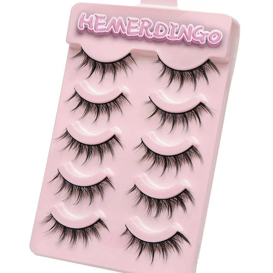 Wispy Spiky Manga Lashes,15mm 3D Anime Cosplay False Eyelashes for Natural Look Reusable 5 Pairs,Perfect for Japanese Anime Fans,Get Stunning Eyes.