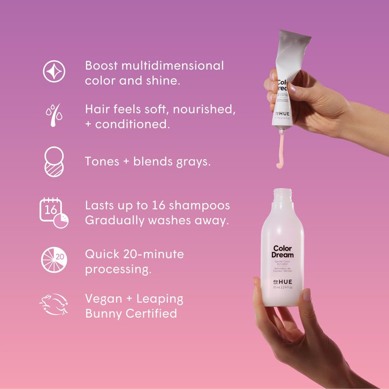 dpHUE Color Dream, Medium Brown - Ammonia-Free, Demi-Permanent Hair Color - Lasts 16 Washes - Boosts Shine - Paraben & Sulfate Free, Leaping Bunny Certified