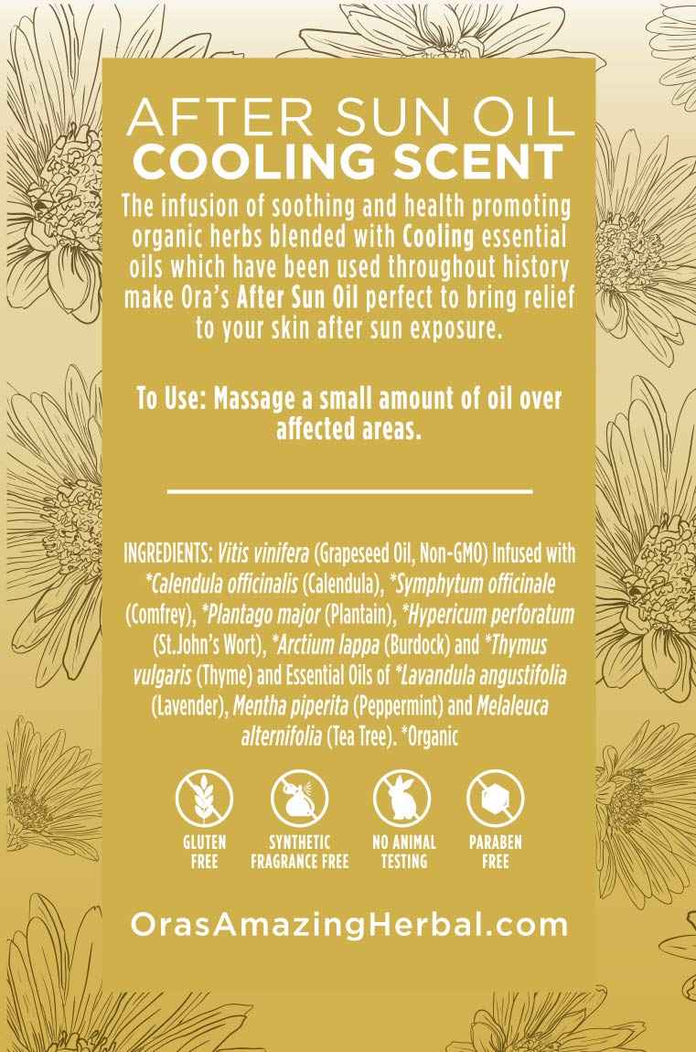 Ora's Amazing Herbal Travel Size After Sun and Shave Oil for Women & Men, Sunburn Relief, Botanical Moisturizer with Nourishing Herbs and Essential oils, Razor Burn, 2 oz with Pump