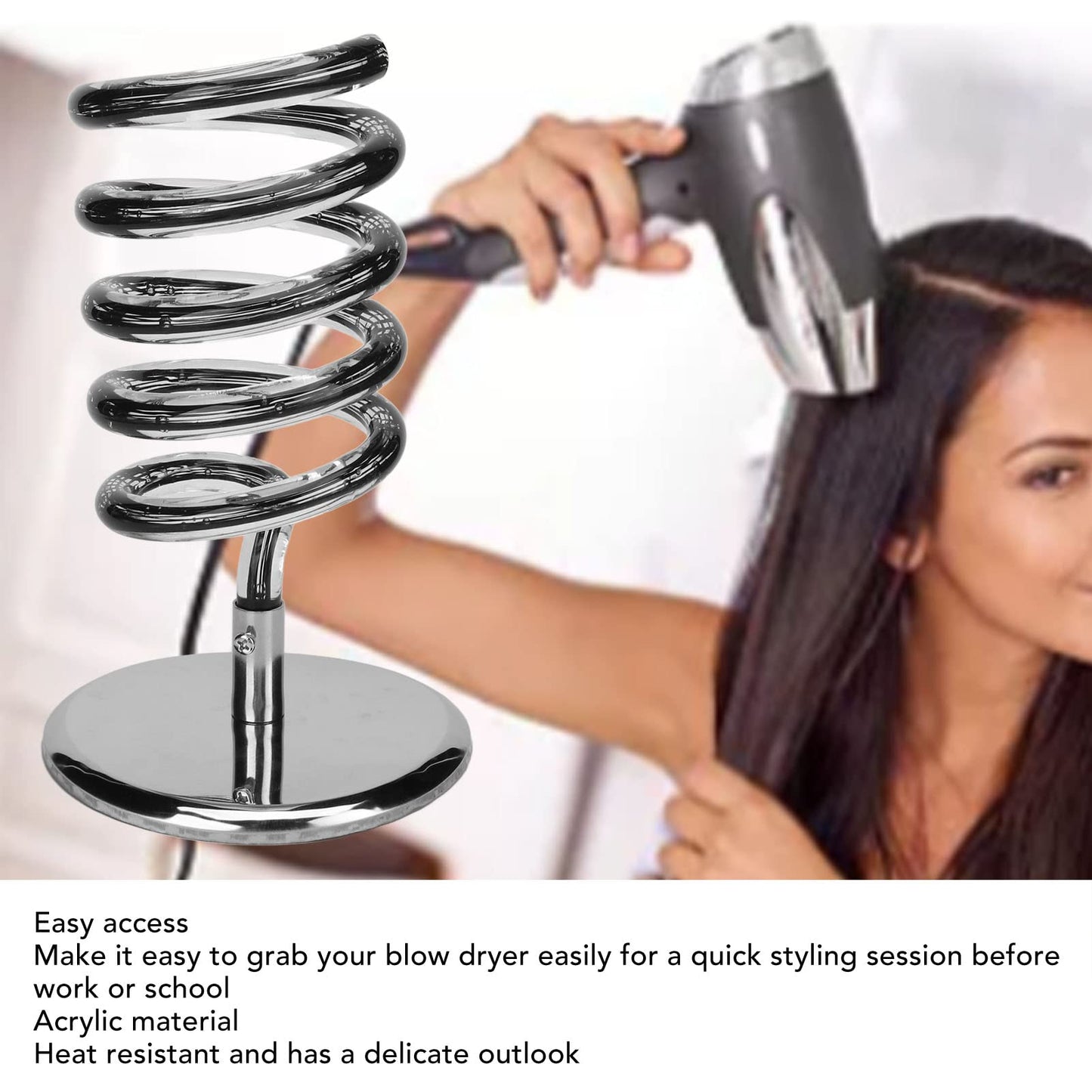 Spring Hair Blower Holder Dryer Hanging Rack Spiral Stand Styling Station Hair Dryer Stand Curling Iron Holder Brush Organizer Flat Blow Hands Free