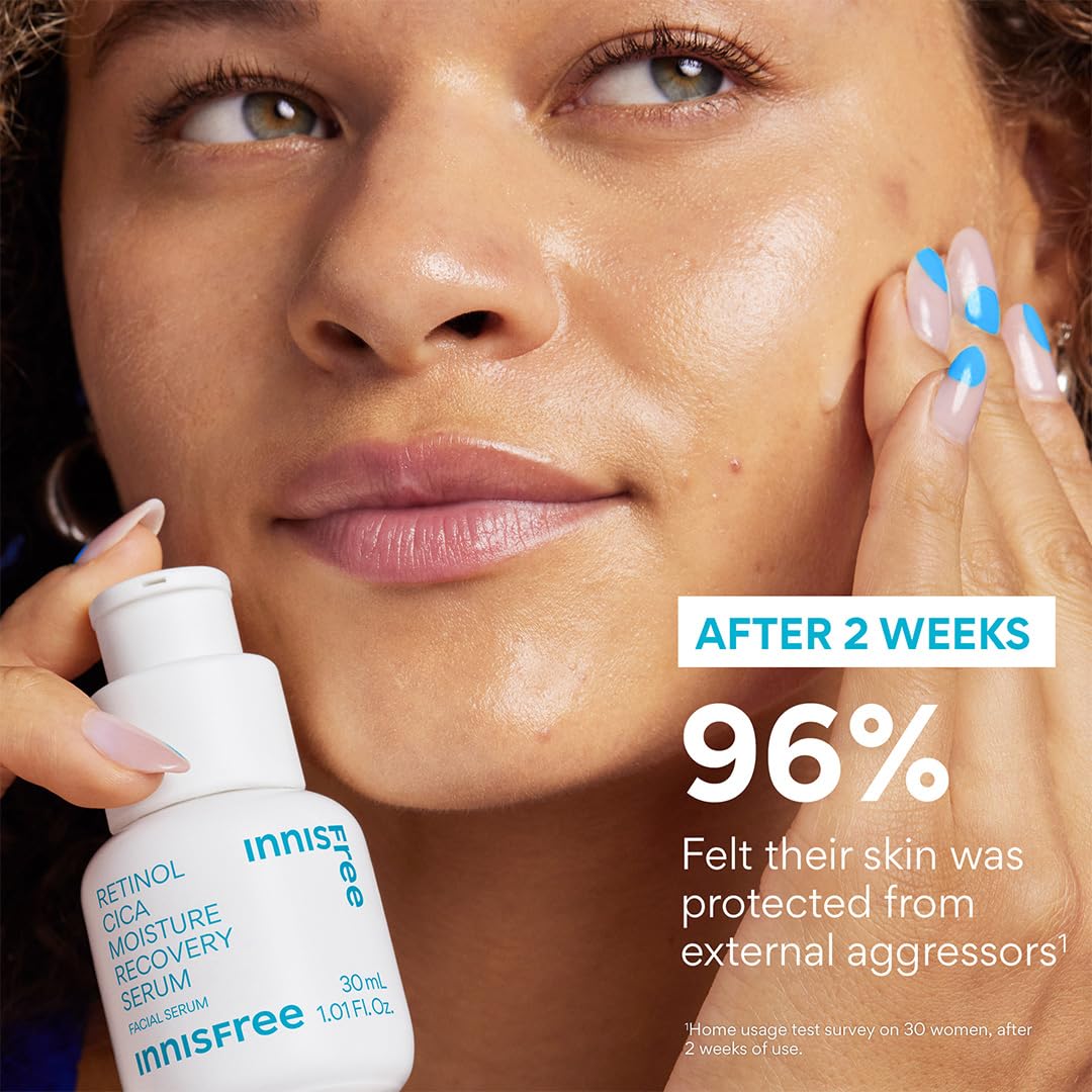innisfree Retinol Cica Serum with Salicylic Acid | Korean Moisture Recovery Treatment with Hyaluronic Acid for Hydrating Face Care | Suitable for Beginners and Acne-Prone Skin