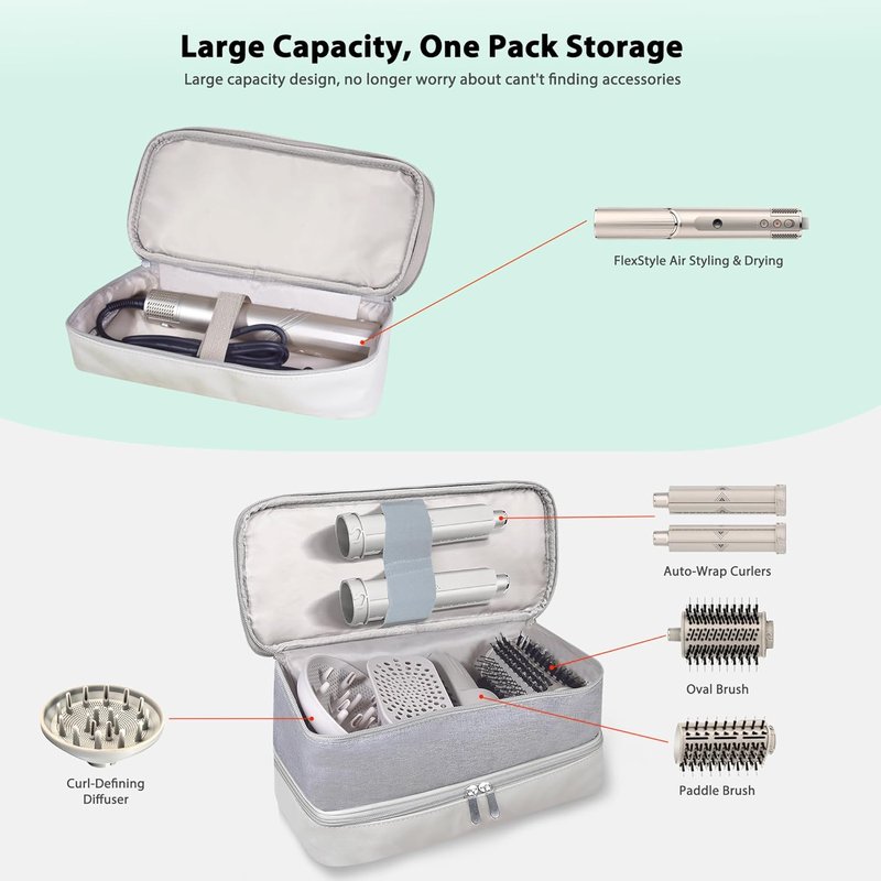Airwrap Travel Case - Double-Layer Organizer for Shark Flexstyle & Dyson Airwrap Accessories | Ideal Storage Solution