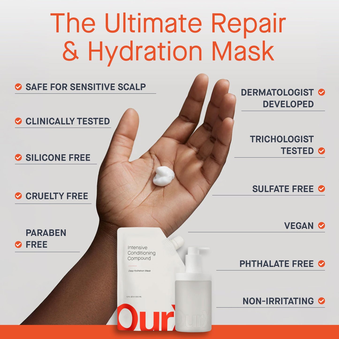 OurX Intensive Conditioning Compound 300ml (with Dispenser) – Deep Hair Mask for Curly, Frizzy & Coily Hair | Hydrating Mask with Squalane & Peptides for Repair, Moisture & Definition