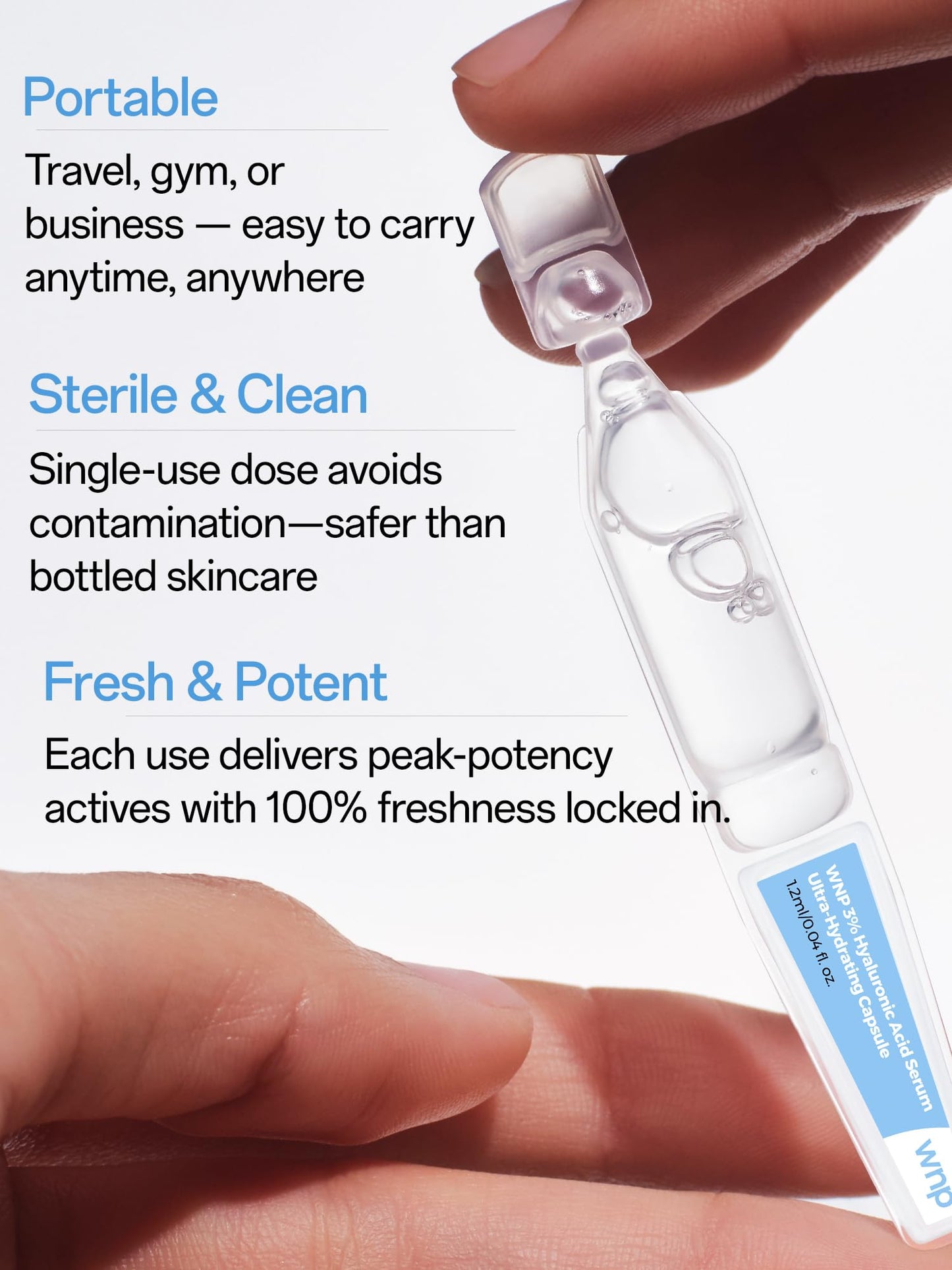 WNP Ultra Hydrating Serum 3% Hyaluronic Acid Smoother Skin|Pre-makeup SkinCare|Anti-Aging serum for face Single-Use Vials Skincare|for Sensitive skin|4D Hyaluronic Acid (60 vials)