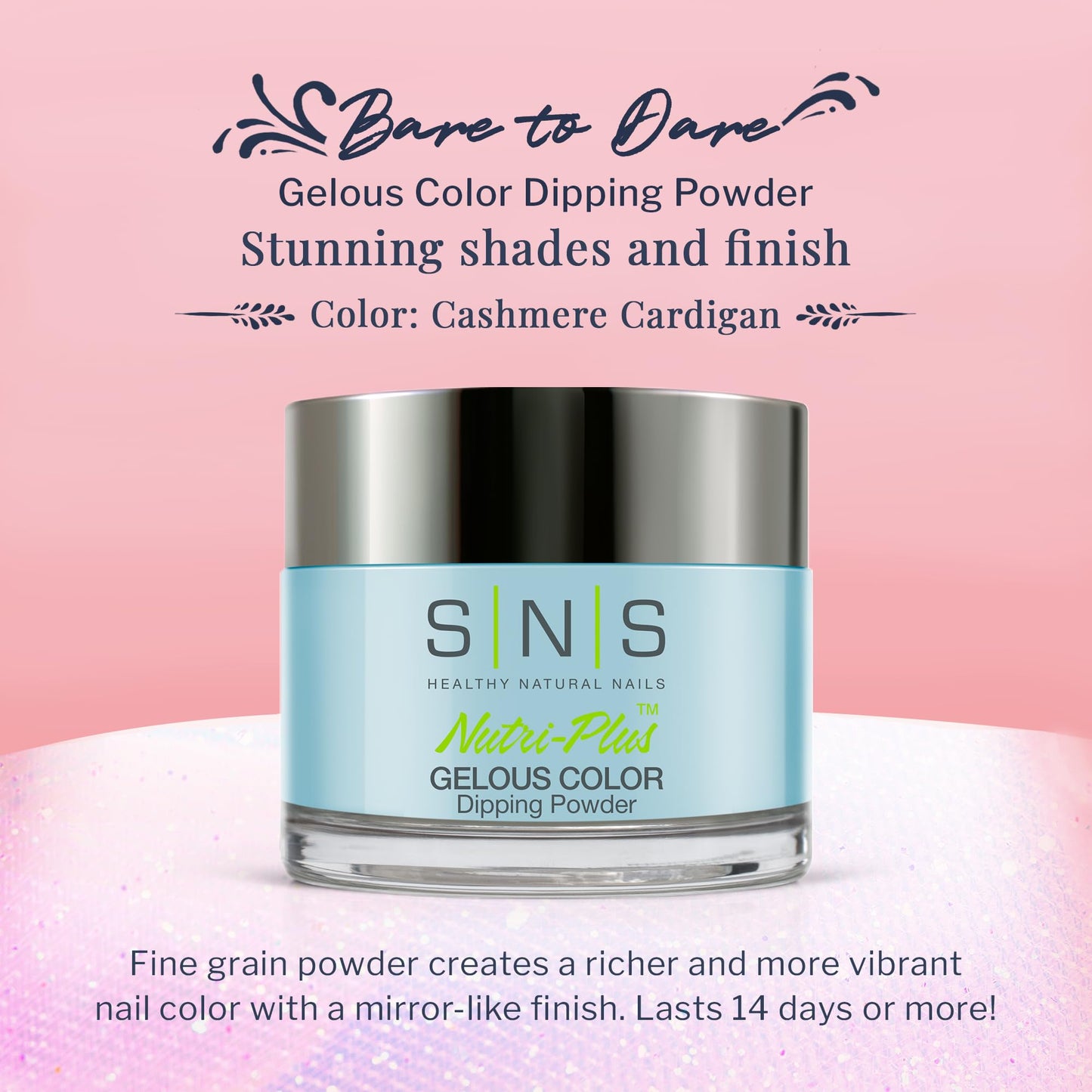 SNS Nail Dip Powder, Gelous Color Dipping Powder - Cashmere Cardigan (Baby Blue/Pastel, Cream) - Long-Lasting Acrylic Nail Color & Polish Lasts 14 Days - Low-Odor & No UV Lamp Required - 1.5 Oz