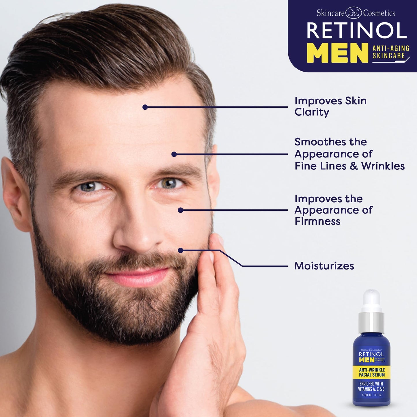 LIVAURA Retinol Men’s Face Serum – Anti Aging Serum for Face, Brightening Serums for Dark Spots & Glow, Hydrating Hyaluronic Acid, Skin Care for Wrinkles & Even Tone, Best Facial Serums
