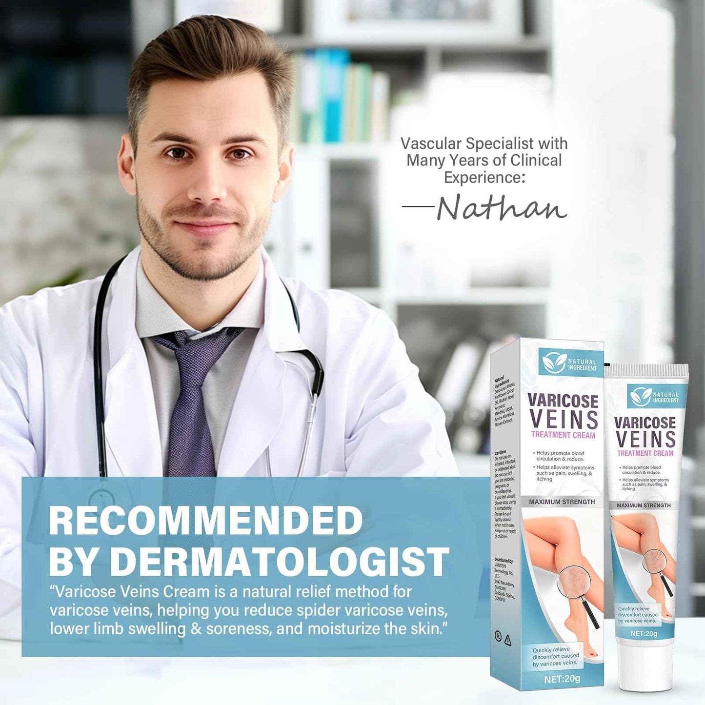 Varicose Veins Treatment for Legs, Varicose Veins Cream - Improves Blood Circulation, Reduces Varicose Veins and Heaviness, 2 Count