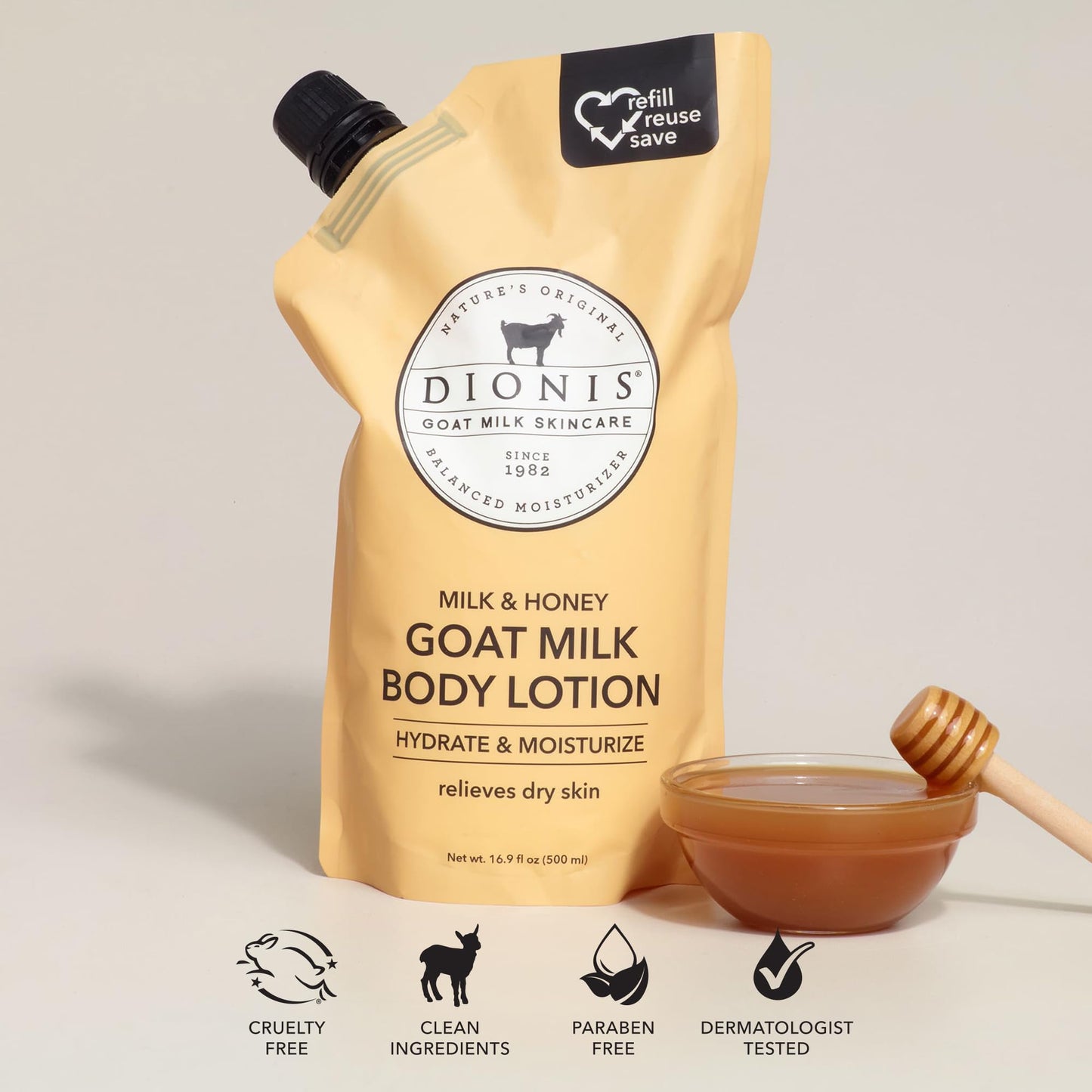 Dionis Milk & Honey Goat Milk Body Lotion Refill Pouch, 20 Fl Oz (Pack of 1)