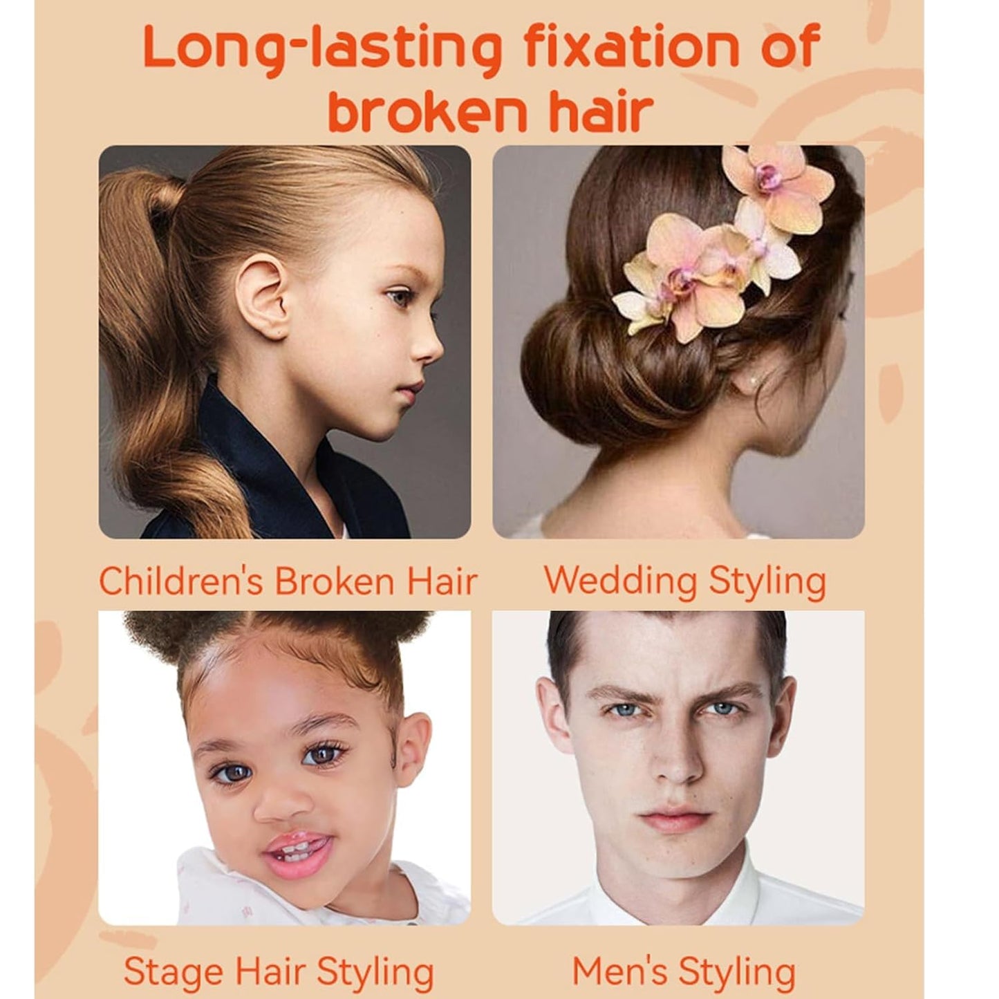 MINXUEYEN Hair Styling Gel for Kids, Children's Hair Wax Stick - Built-in Comb 2-in-1 Hair Finishing Stick, Natural Ingredients Refreshing and Non-Greasy, Easy to Styling, 0.71oz, Clear