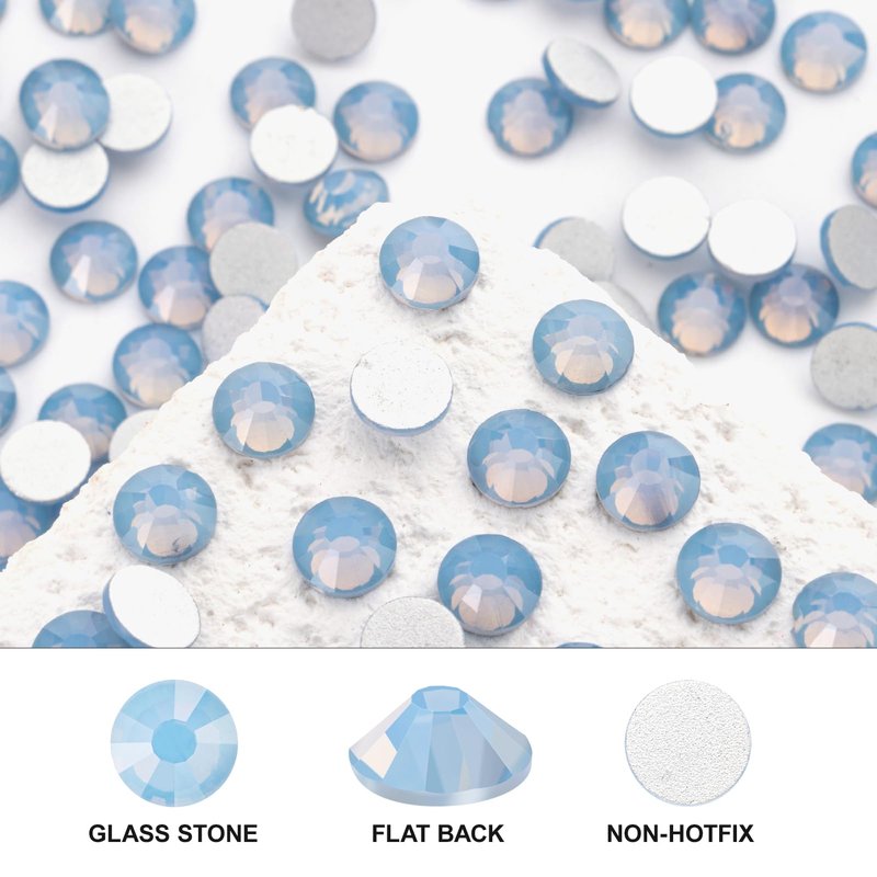 Novani 3000 Pieces Flatback Rhinestones Glass Round Gems Blue Opal Crystals for Nail Art DIY Crafts Clothes Shoes,SS20,4.6-4.8mm
