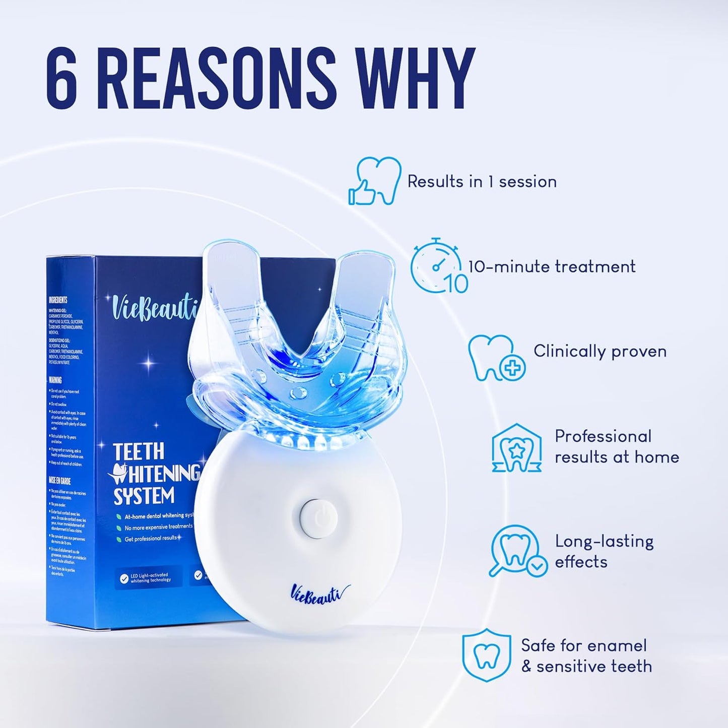 Teeth Whitening Kit - LED Light for Sensitive Teeth | 35% Carbamide Peroxide & Remineralizing Gel - Cool Mint Flavor