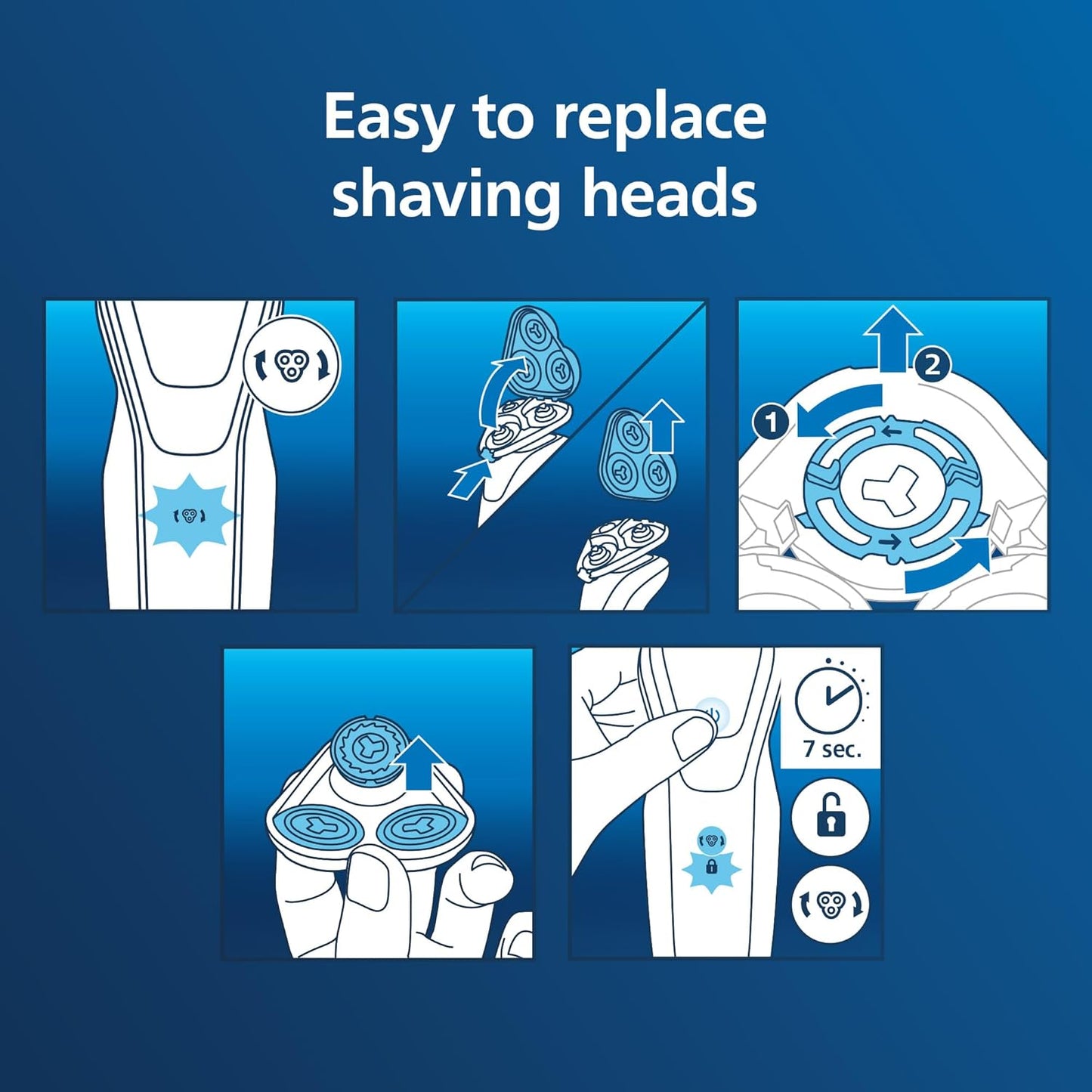 Philips Norelco Shaving Heads SH30/52 - Compatible with Series 1000, 2000, 3000 & 5000 | 3-Piece Self-Sharpening Set