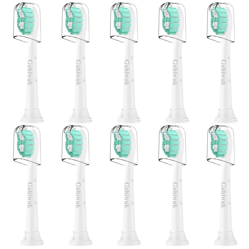 Guhiwuk Toothbrush Heads for Philips Sonicare Replacement Heads, Replacement Brush Head Compatible with Phillips Sonicare Click-on 4100 5100 Electric Toothbrush, 10 Pack