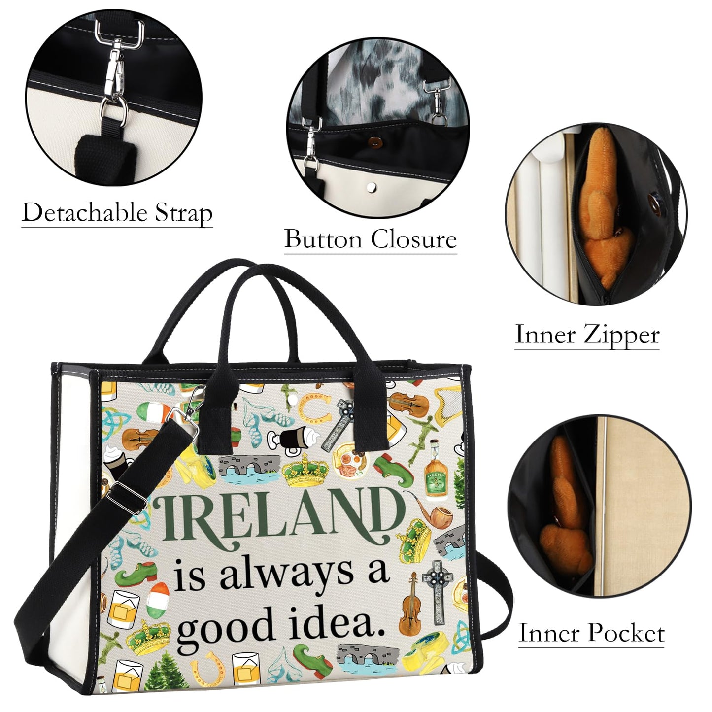WCGXKO Ireland Trip Gift Ireland Lover Gift Merch Zipper Pouch Makeup Bag LT