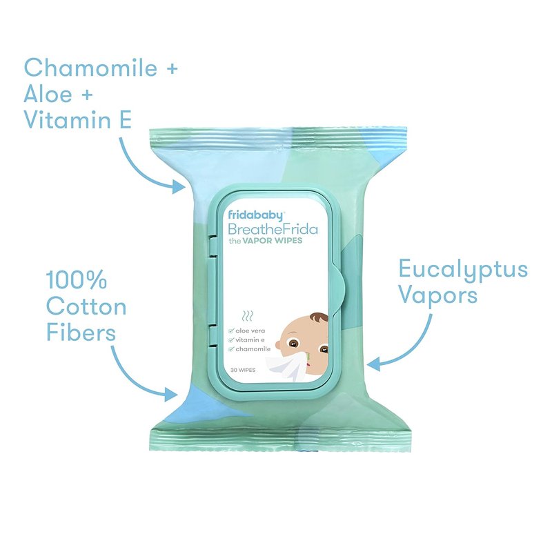 Frida Baby Nose Wipes - Saline Allergy Relief for Toddlers & Babies | Alcohol-Free, Aloe & Chamomile, 30 Count