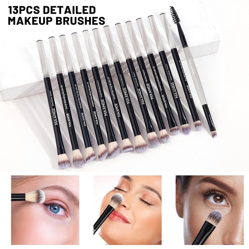 20 PCS Foundation Makeup Brush Set - Double-Ended Kabuki Contour Brushes for Liquid & Powder Blending | Black