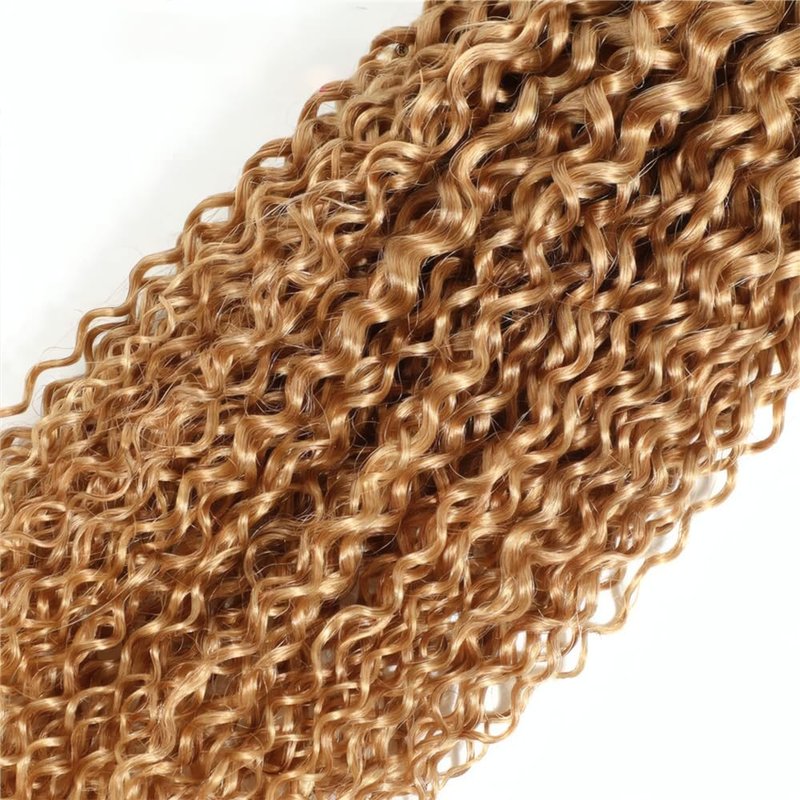 T4/27 Straight Human Hair Bundles Ombre Honey Blonde Mixed Length 10 12 14 Inch Grade 8A Brazilian Virgin Human Hair 3 Bundles Brown Hair Extension For Women No Shedding