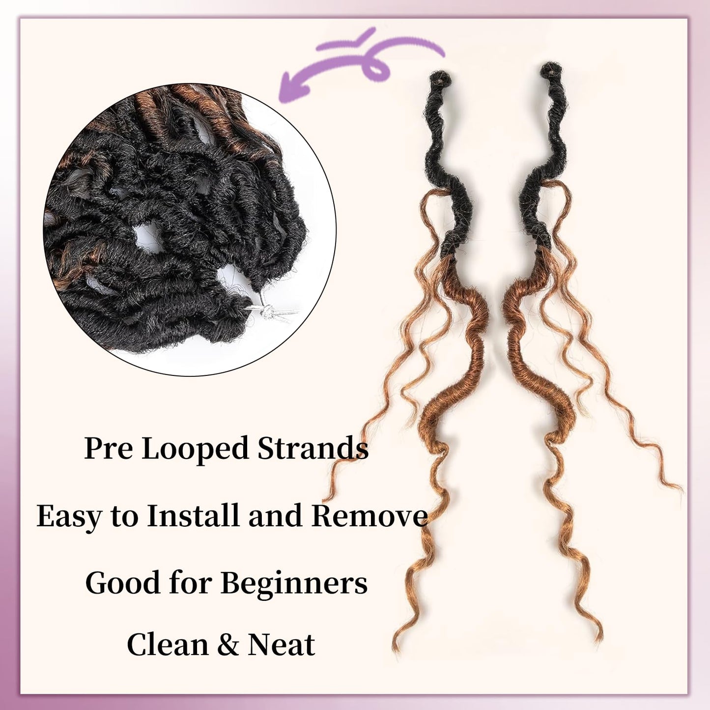 Goddess Locs Crochet Hair 14 Inch 8 Packs Faux Locs Crochet Hair Pre Looped for Women Boho Crochet Locs with Curly Ends (T1B/30/27)