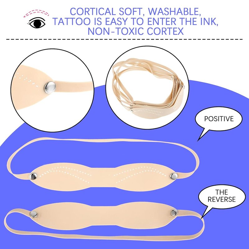 Microblading Practice Skin - 20 Pieces Silicone Eyebrow Tattoo Kits for Beginners | Dotted Line Design