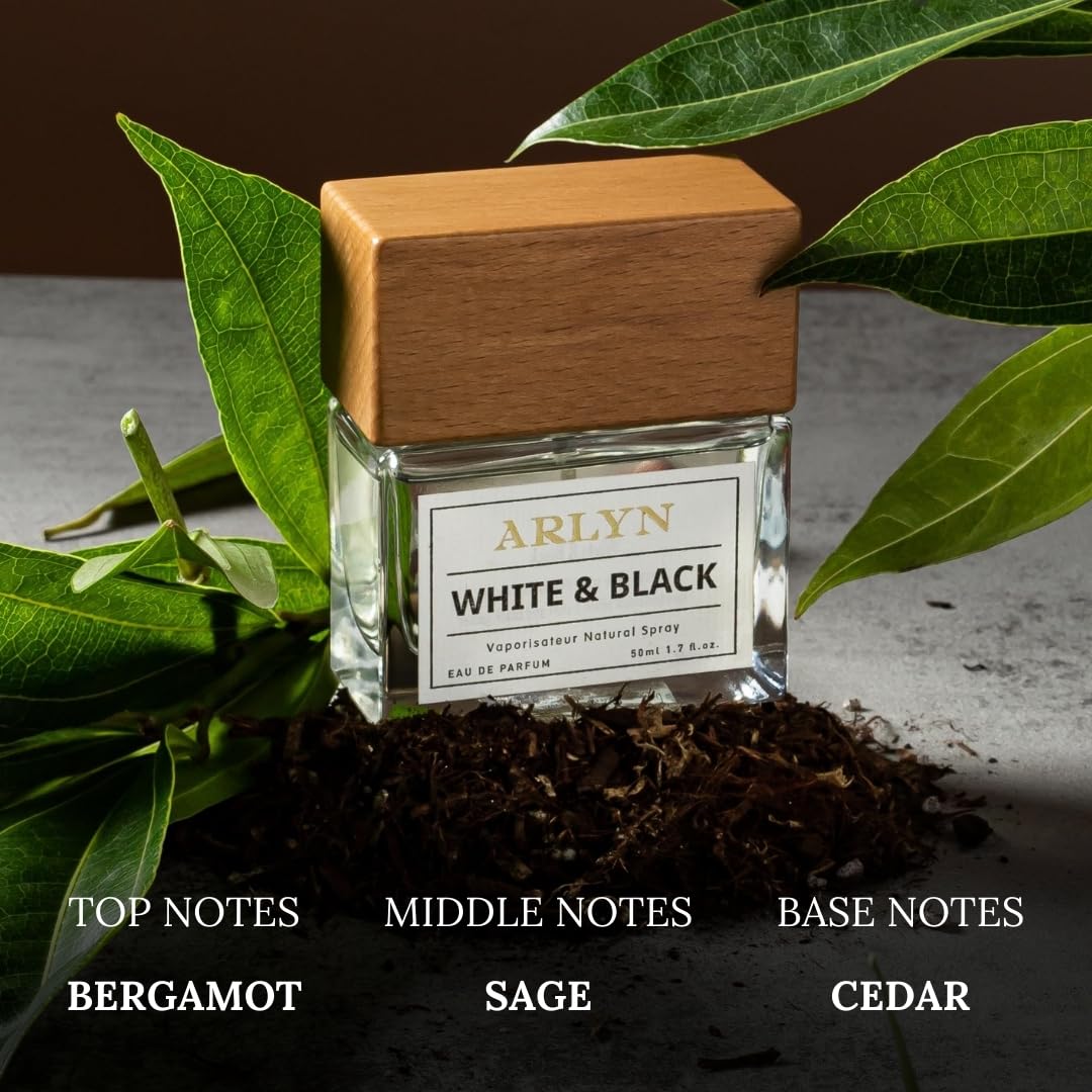 ARLYN White & Black Eau De Parfum Inspired by Y.SL Y, Long-Lasting Perfume for Men, Vegan & Eco-Conscious with Clean Ingredients, Citrus,Sage, Cedarwood and Musk - 50ml / 1.7 oz