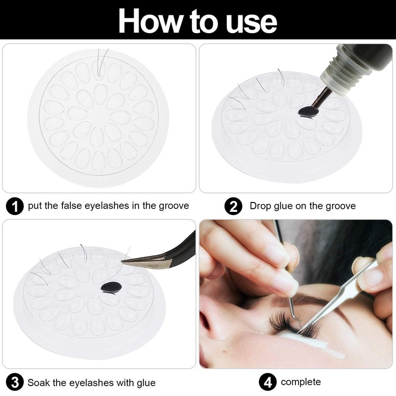 200 Pieces Disposable Glue Pad Transparent Flower Shape Glue Pallet Pad Lash Holder Tray Tools Pigment Holder Base for Eyelash Extension