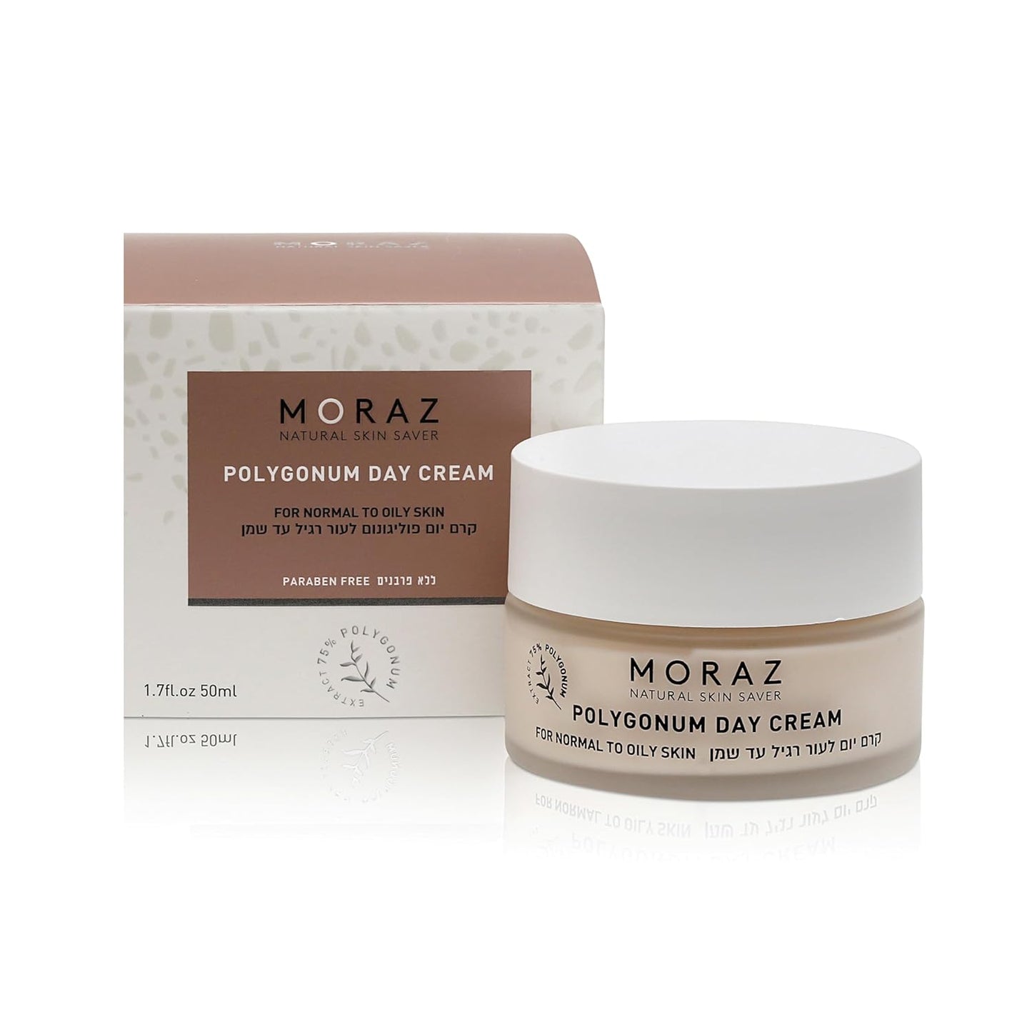 Moraz Herbal Day Cream - Anti-Aging Hydro Boost for Normal to Oily Skin | 75% Polygonum Extract, 1.7 Fl Oz