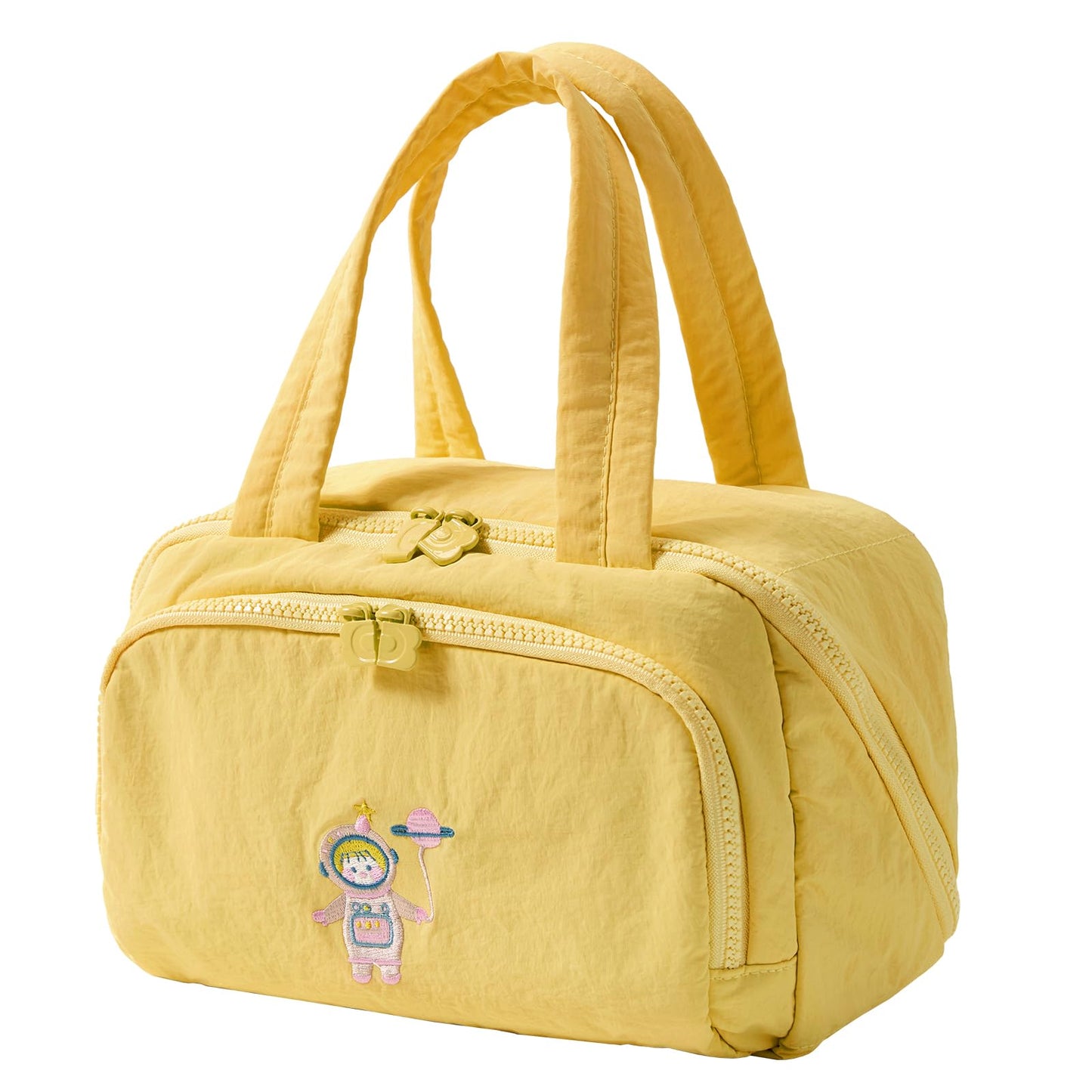 Dr.Cheese Makeup bag, Large Capacity Cosmetic Bag for Women, Portable Wide-open Toiletry Bag, Travel Makeup Bag with TPU Compartments for Accessories, Essentials, Toiletries, Makeup Brush Bag, Yellow