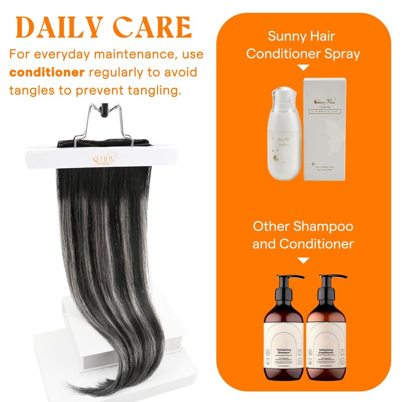Sunny Hair 70G Seamless Genius Sew in Hair Extensions Hand Tied Weft Salt and Pepper Hair Extensions Natural Black Ombre Silver Grey Long Silky Straight All-Day Wear 20 Inch