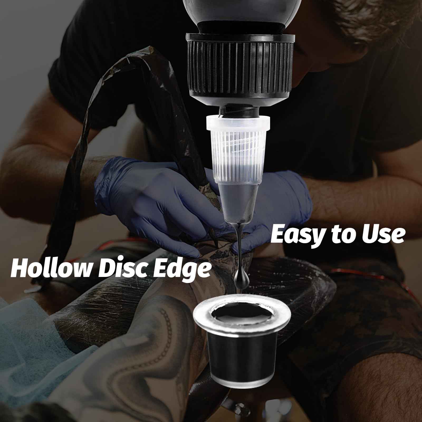 Tattoo Ink Caps with 3Pcs Tattoo Ink Cup Holders - Romlon Ink Caps Kit Include 1000pcs Disposable Large Ink Cups and 3pcs Ink Cap Holders Permanent Makeup Container Cap and Holder for Tattoo Supplies